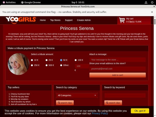 PrincessSerena Password Username